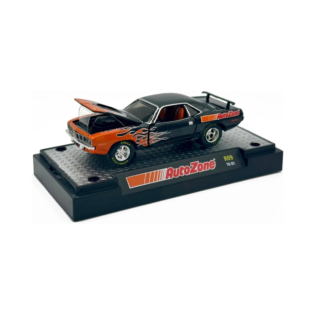 1971 Plymouth HEMI Cuda - Orange & Black (Flame Graphics, Chrome Rims)