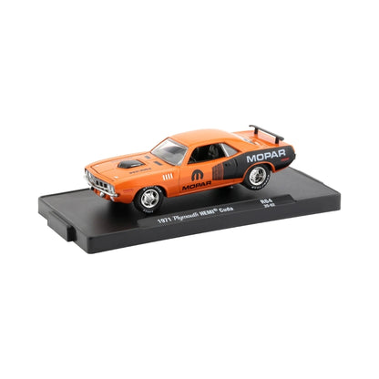 1971 Plymouth HEMI Cuda - Orange & Black (Silver Chrome Rims, MOPAR Livery, No Rear Window Louver)