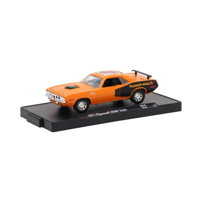 1971 Plymouth HEMI Cuda - Orange & Black (Silver Chrome Rims, Plymouth Livery, No Rear Window Louver)