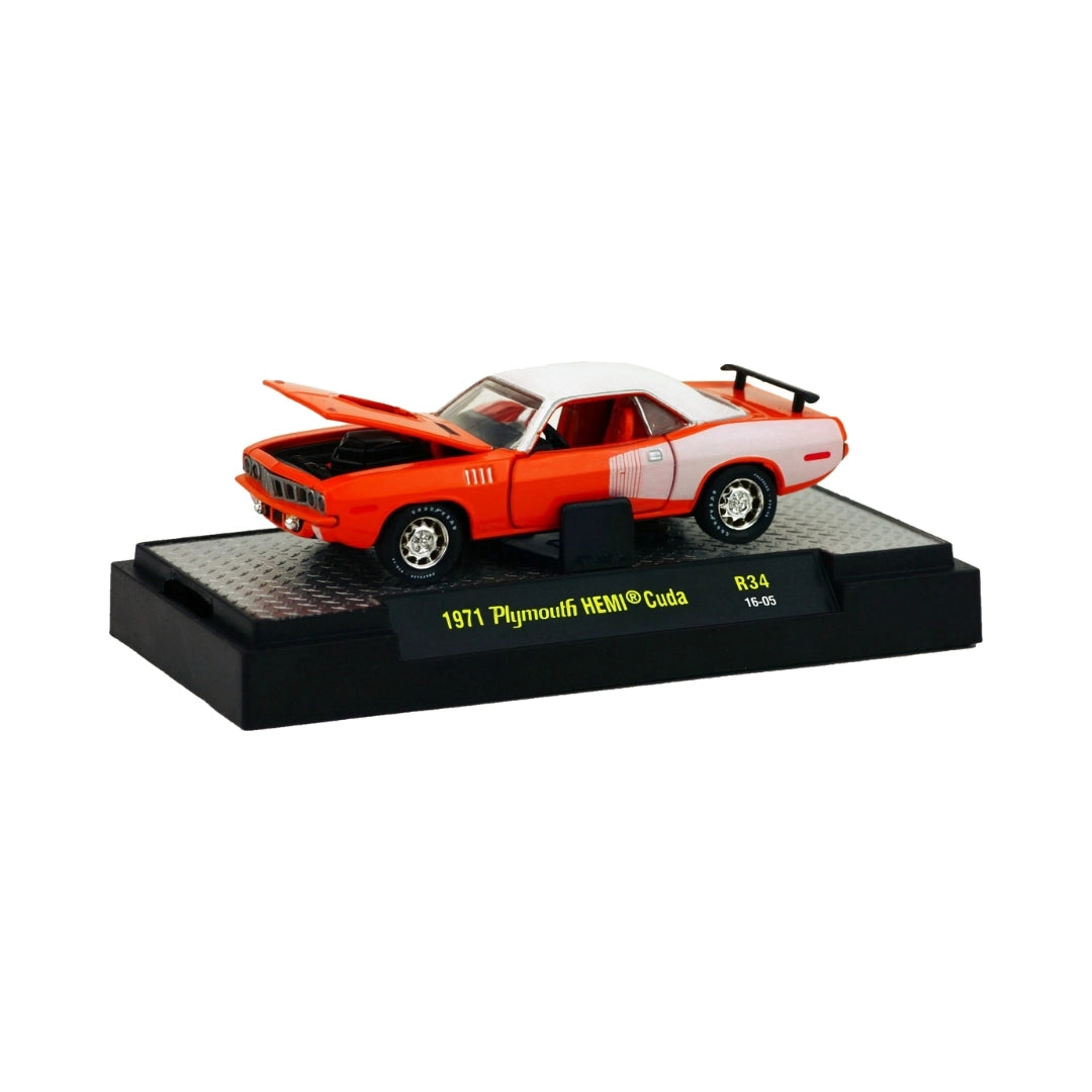 1971 Plymouth HEMI Cuda - Orange & White (Chrome Rims)