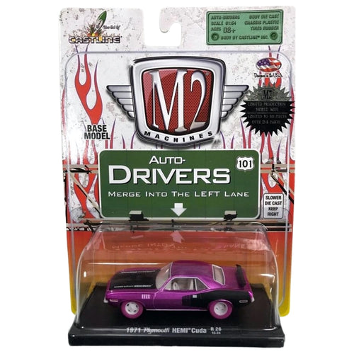 1971 Plymouth HEMI Cuda - Pink & Black (Pink Rims) - Blister Card