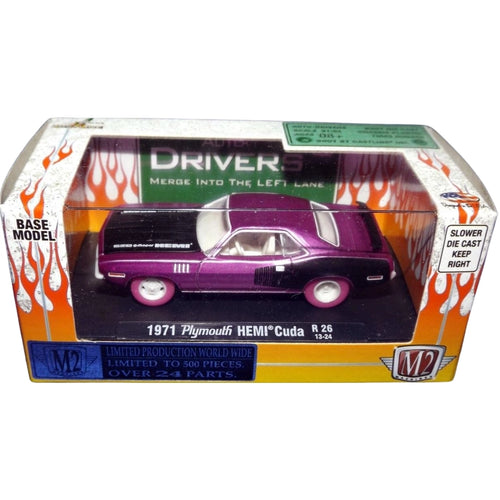 1971 Plymouth HEMI Cuda - Pink & Black (Pink Rims) - Box