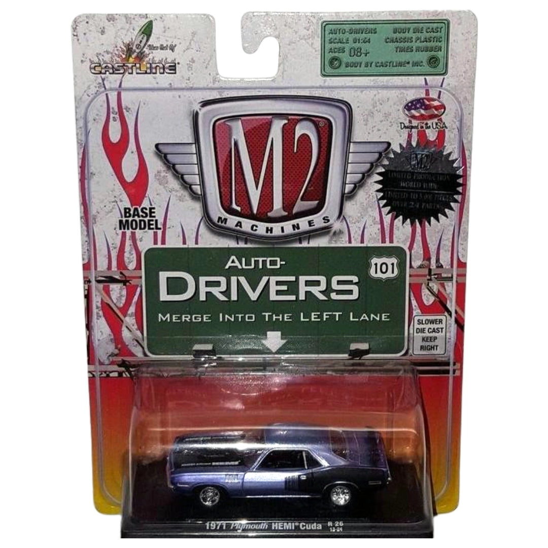1971 Plymouth HEMI Cuda - Purple & Black (Chrome Rims) - Blister Card