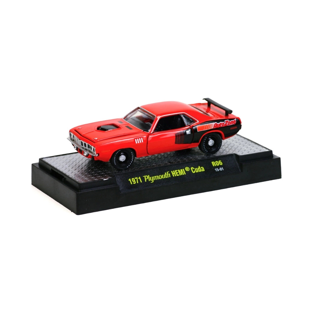 1971 Plymouth HEMI Cuda - Red & Black (Black Hubcaps, AutoZone Graphics)