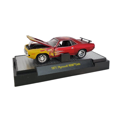 1971 Plymouth HEMI Cuda - Red & Yellow (Flame Graphics, Chrome Rims)