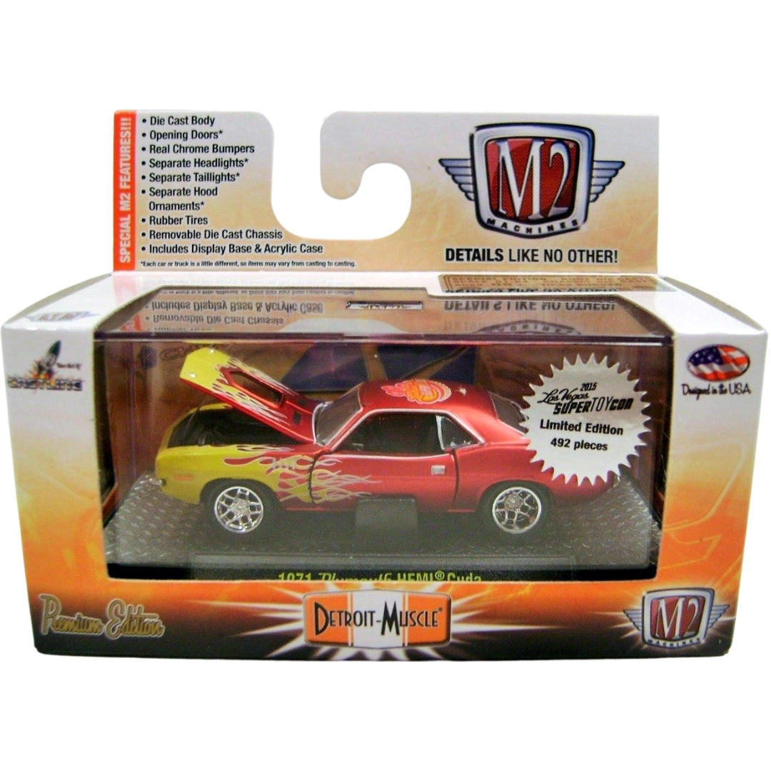 1971 Plymouth HEMI Cuda - Red & Yellow (Flame Graphics, Chrome Rims)