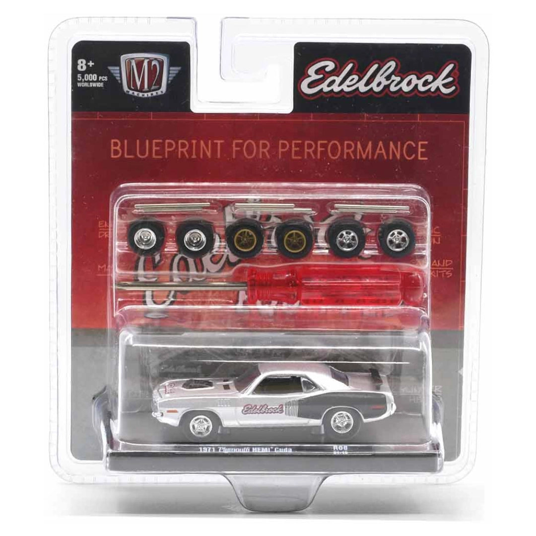 1971 Plymouth HEMI Cuda - Silver & Black (Edelbrock Graphics, Chrome Rims)
