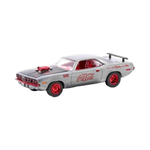 1971 Plymouth HEMI Cuda - Silver (Red Chrome Rims, Coca-Cola Graphics)