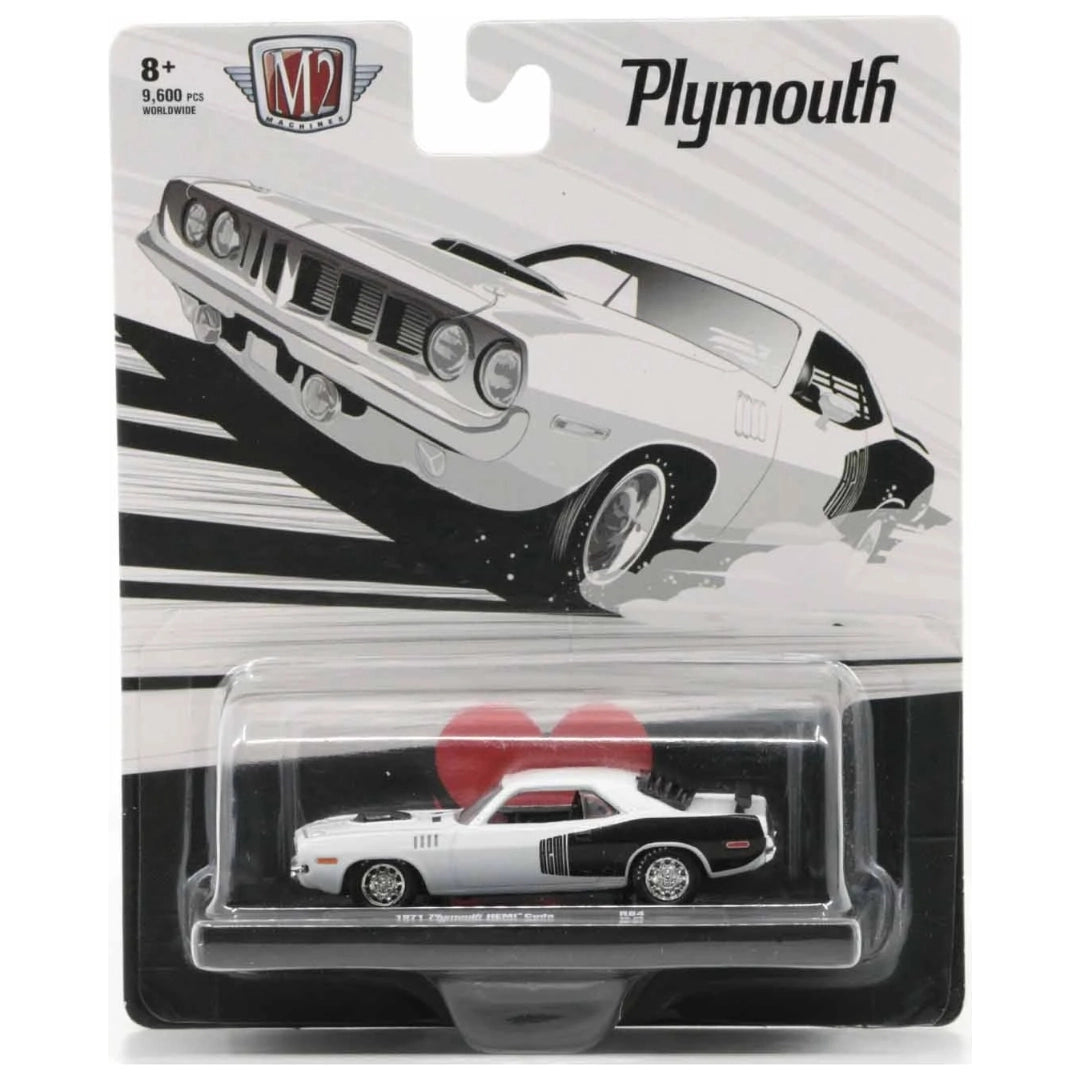 1971 Plymouth HEMI Cuda - White & Black (Silver Rims, Black Interior)