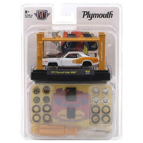 1971 Plymouth HEMI Cuda - White & Orange (Black Rims, No Roof Logo)