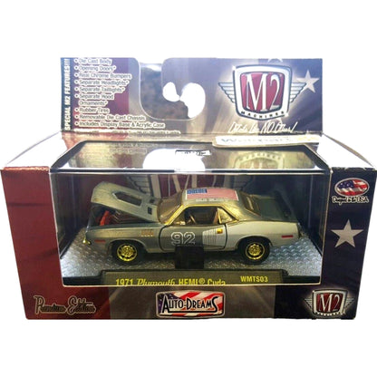 1971 Plymouth HEMI Cuda - White & Silver (#92 Graphics, Yellow Rims)