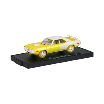 1971 Plymouth HEMI Cuda - Yellow & White (Gold Rims, White Wing) - Chase