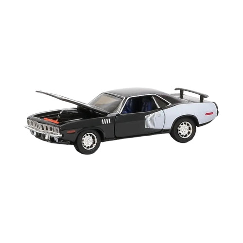 1971 Plymouth Hemi Cuda - Black & Silver (Chrome Rims, Hood Open)