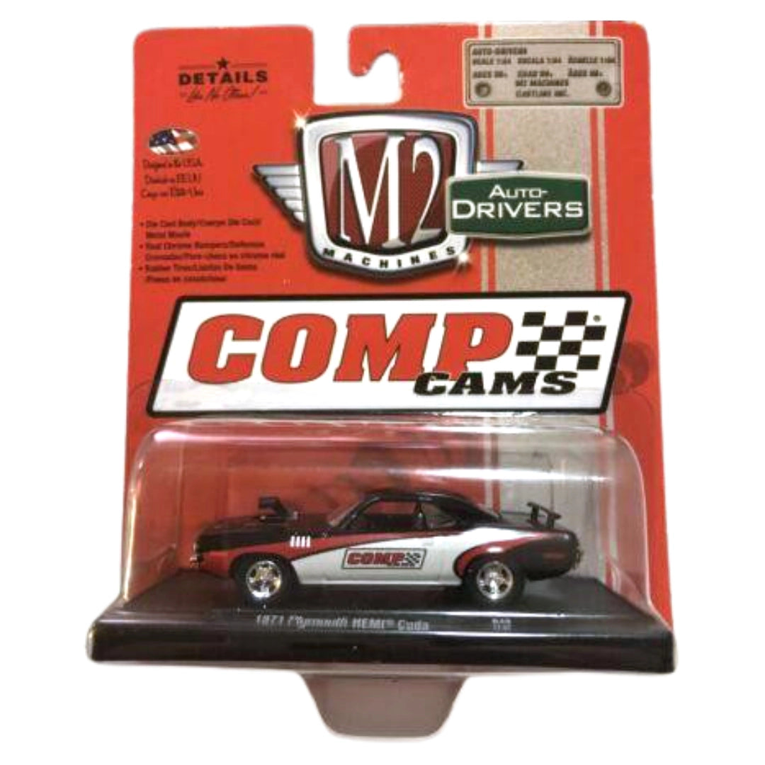 1971 Plymouth Hemi Cuda - Black, Silver & Red (Comp Cams Graphics, Chrome Rims)