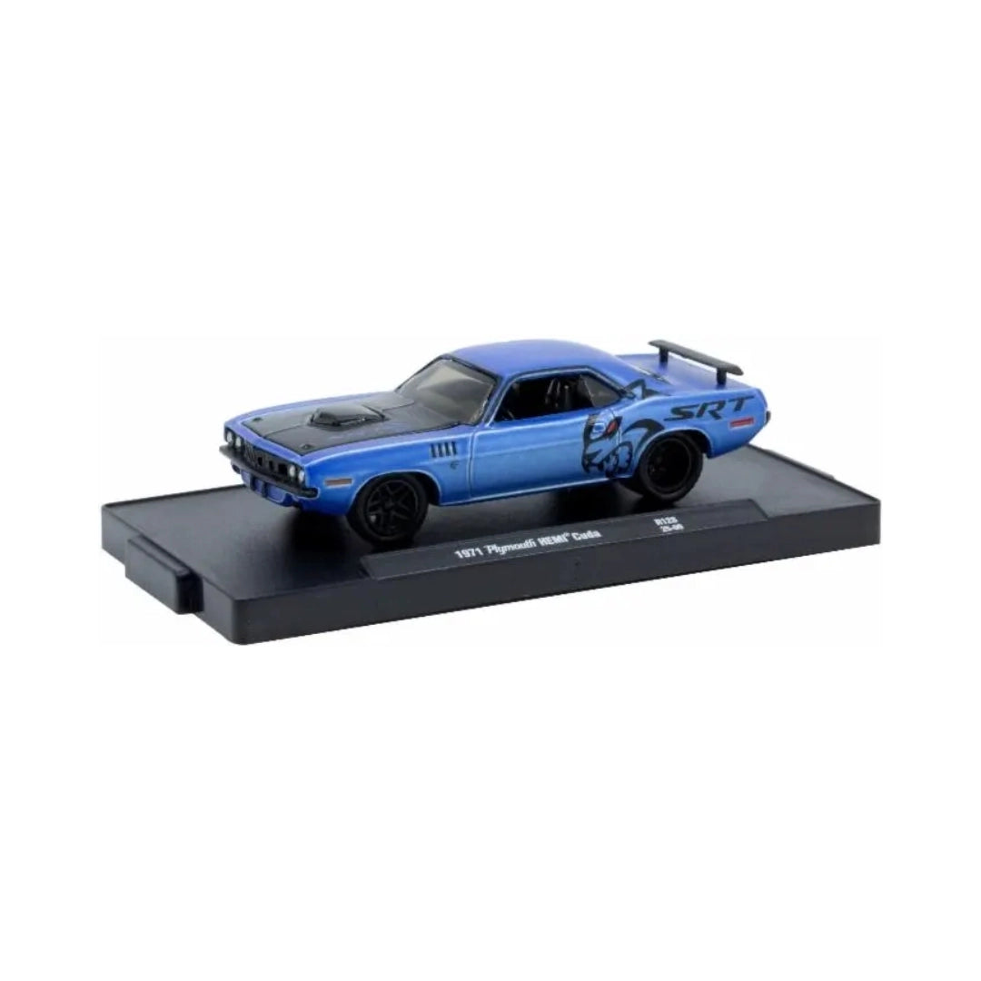 1971 Plymouth Hemi Cuda - Metallic Blue (Matte Black Hood & Black Rims)