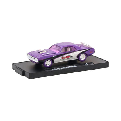 1971 Plymouth Hemi Cuda - Purple & White (Comp Cams Graphics, Purple Rims)