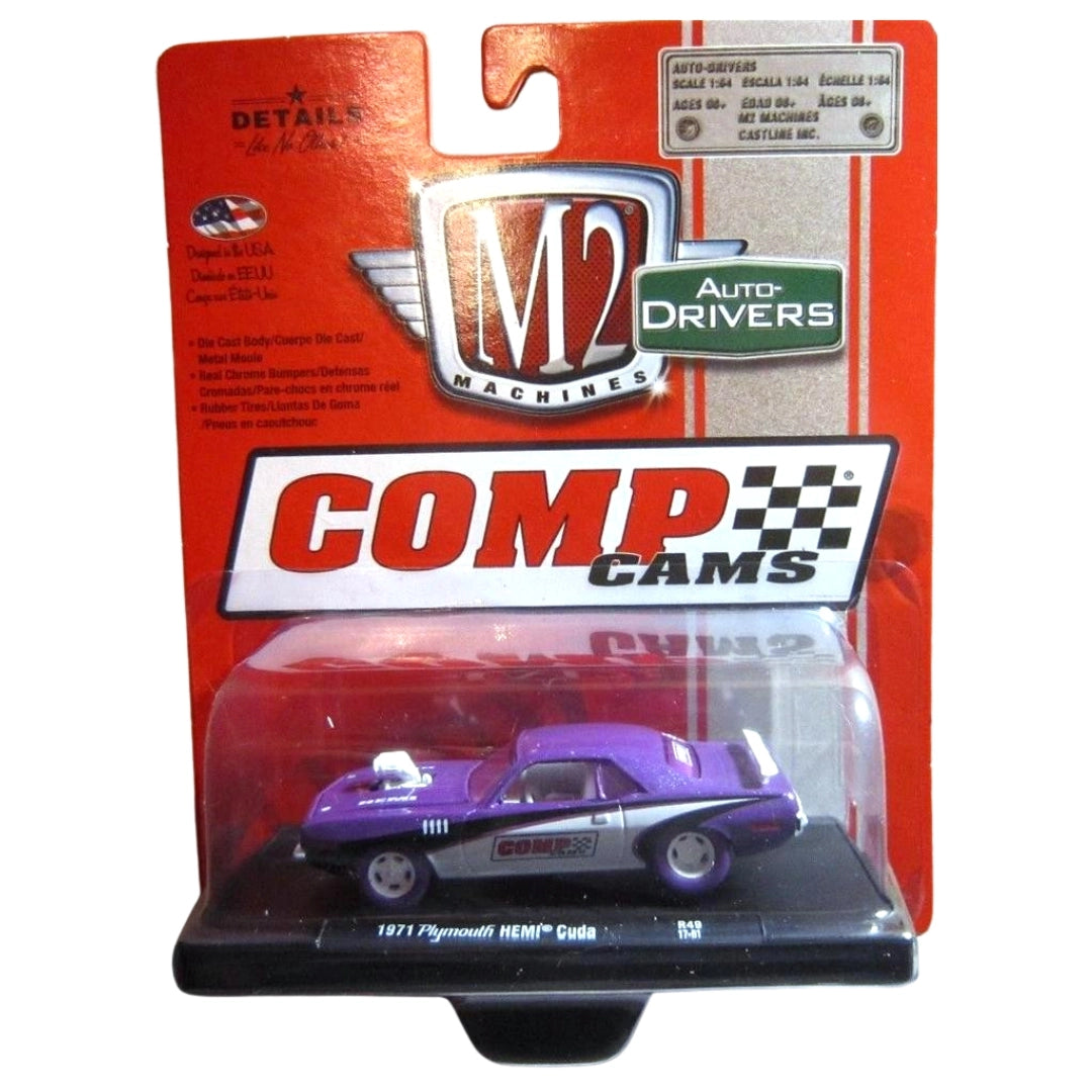 1971 Plymouth Hemi Cuda - Purple & White (Comp Cams Graphics, Purple Rims)