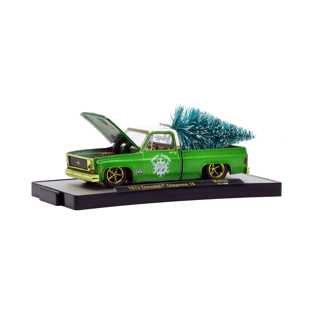 1973 Chevrolet Cheyenne 10 - Green Christmas Tree Truck Chase (Yellow Chrome Details, Gold Interior)