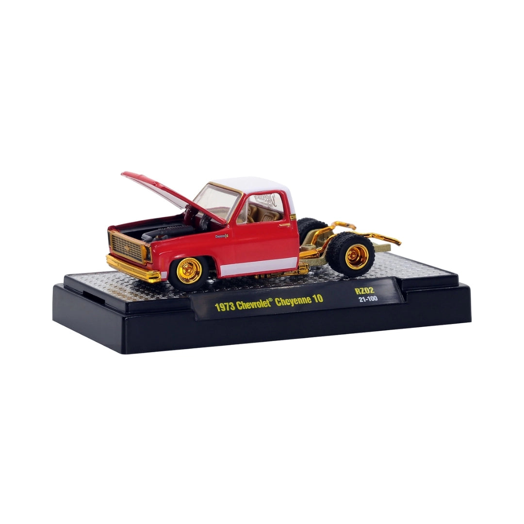 1973 Chevrolet Cheyenne 10 - Red & Black, Silver Chrome Rims