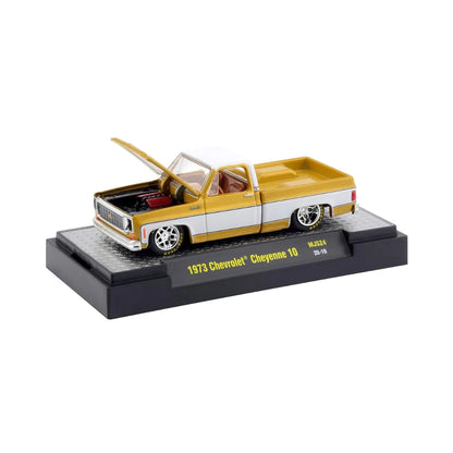 1973 Chevrolet Cheyenne 10 - Yellow & White, Gold Chrome Details, Brass Interior & Gold Rims (Chase)