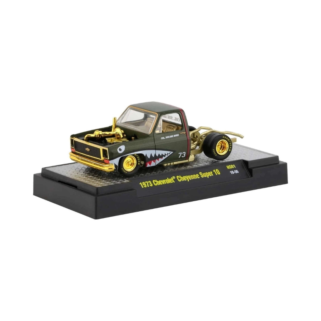 1973 Chevrolet Cheyenne Super 10 - Black Shark Mouth Livery, Black Rims