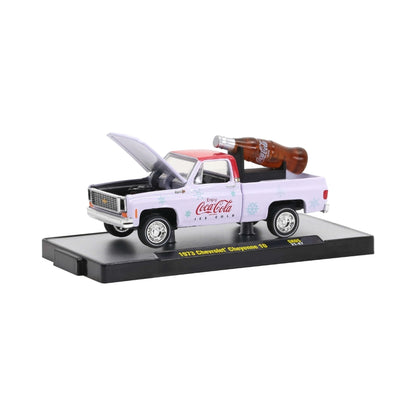 1973 Chevrolet Cheyenne Super 10 - Coca-Cola Christmas (White with Guitar, Walmart Exclusive, Coca-Cola Series Release SK05)