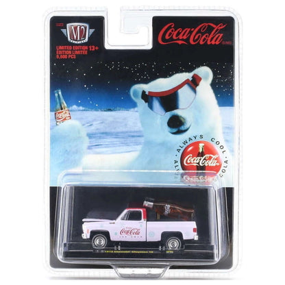 1973 Chevrolet Cheyenne Super 10 - Coca-Cola Christmas (White with Guitar, Walmart Exclusive, Coca-Cola Series Release SK05)