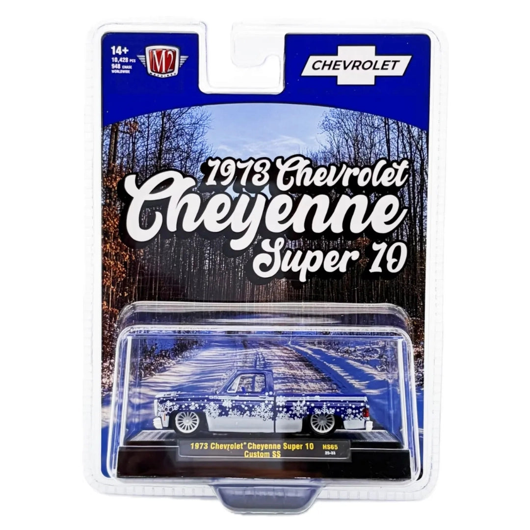 1973 Chevrolet Cheyenne Super 10 - Custom SS Blue Snowflake Chase (White Rims & Bumper, Blue Interior)