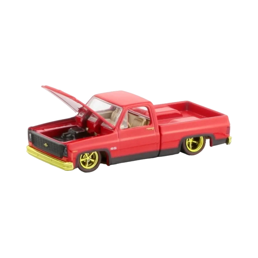 1973 Chevrolet Cheyenne Super 10 - Custom SS Red, Yellow Chrome Details, Brass Interior & Gold Rims (Chase)
