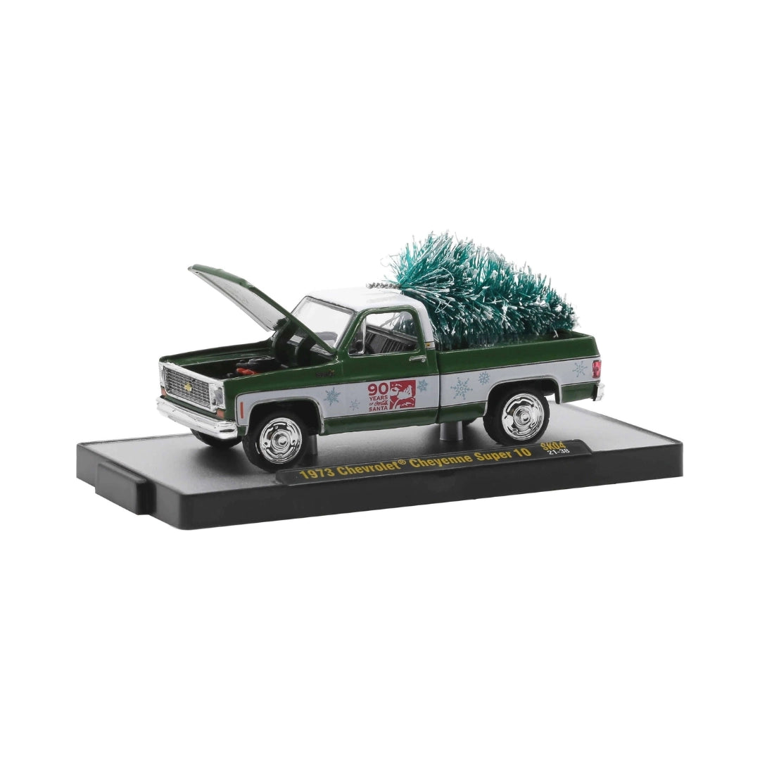 1973 Chevrolet Cheyenne Super 10 - Green Christmas Tree Truck Chase (Red Chrome Details, Red Interior)