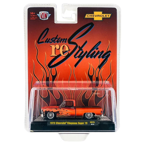 1973 Chevrolet Cheyenne Super 10 - Orange & Black Flames (Silver Chrome Rims & Details)