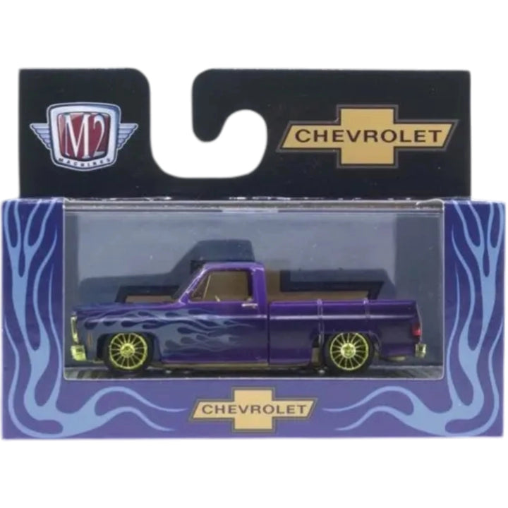 1973 Chevrolet Cheyenne Super 10 - Purple Flames Chase (Yellow Chrome Rims & Details, Brass Interior)