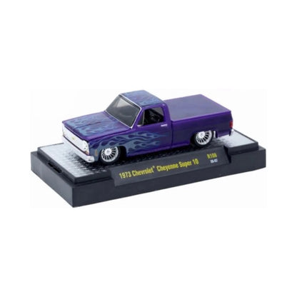 1973 Chevrolet Cheyenne Super 10 - Purple Flames (Silver Chrome Rims & Details, Black Interior)