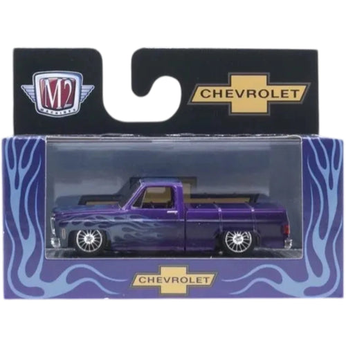 1973 Chevrolet Cheyenne Super 10 - Purple Flames (Silver Chrome Rims & Details, Black Interior)