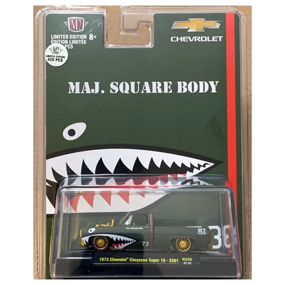 1973 Chevrolet Cheyenne Super 10 - SS01 Olive Green Chase (Yellow Chrome Details, Gold Interior, Maj. Square Body)
