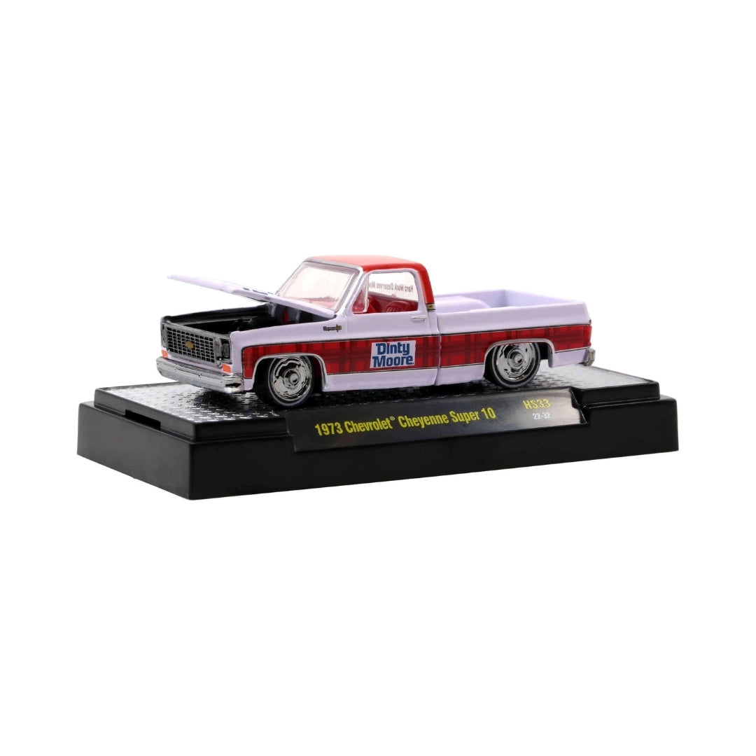 1973 Chevrolet Cheyenne Super 10 - White & Red Chase (Gold Chrome Details, Gold Interior, Unity Motors Deco)