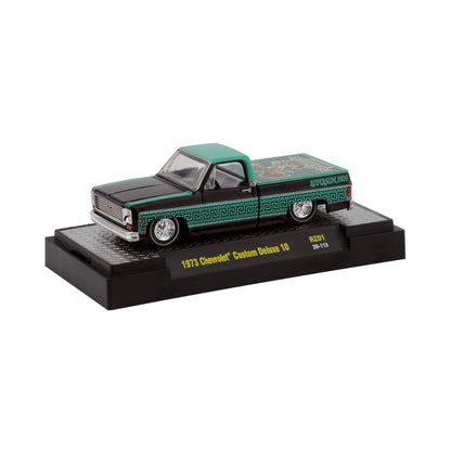 1973 Chevrolet Custom Deluxe 10 - Black & Teal Promotional Truck Chase (Gold Chrome Details, Gold Interior)
