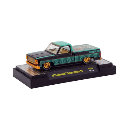 1973 Chevrolet Custom Deluxe 10 - Black & Teal Promotional Truck (Silver Chrome Details, Black Interior)