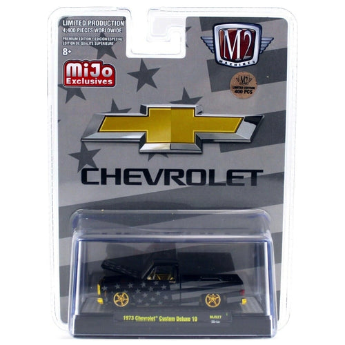 1973 Chevrolet Custom Deluxe 10 - Black with Stars Livery, Gold Chrome Details, Gold Interior & Gold Rims (Chase)