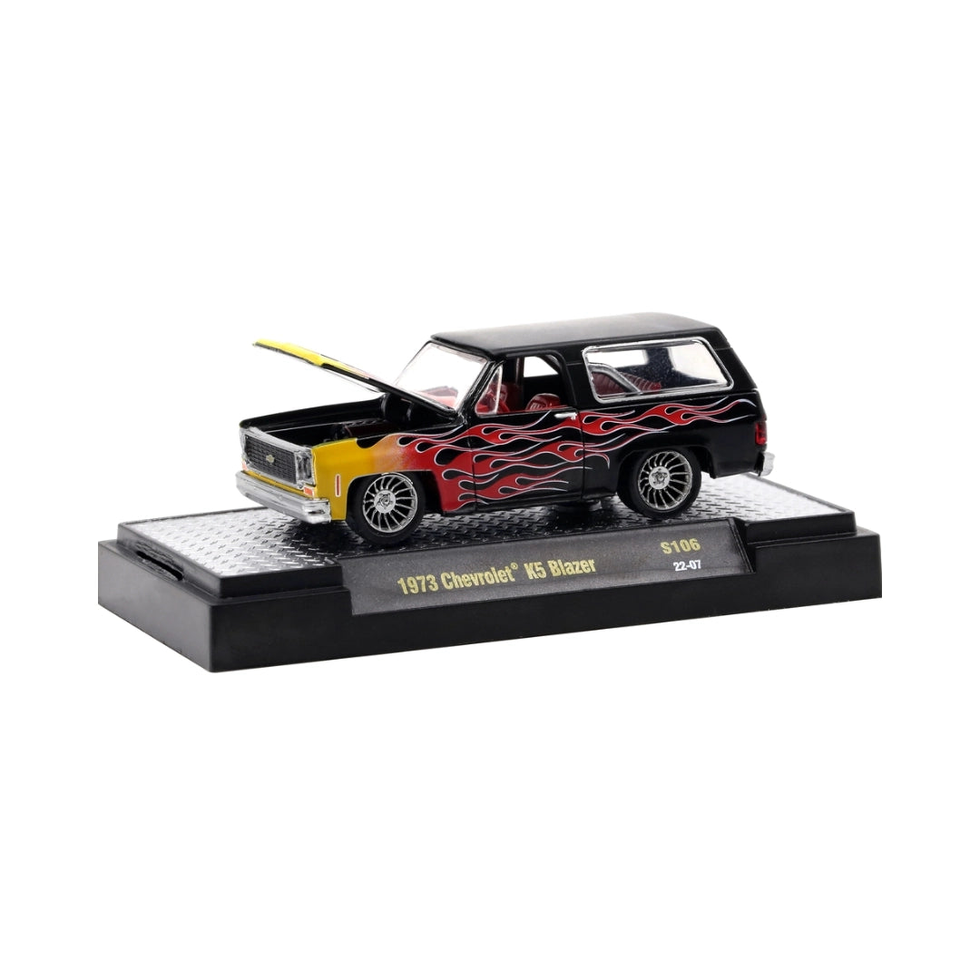 1973 Chevrolet K5 Blazer - Black with Red Flames (Walmart Exclusive S106 22-07)