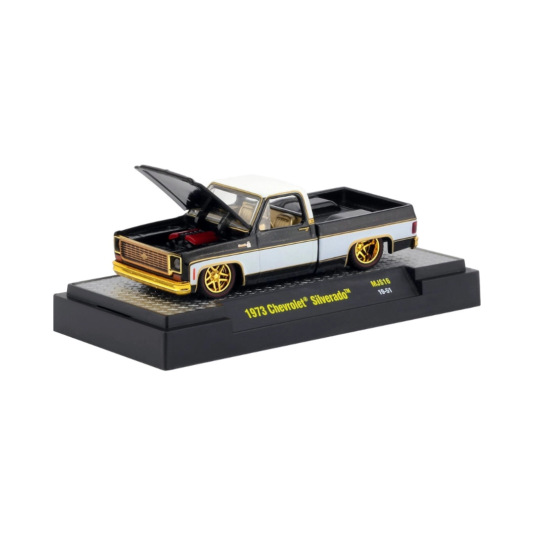 1973 Chevrolet Silverado - Black & Silver, Gold Chrome Rims, Grille & Bumpers, Brass Interior, Transparent Windows (Chase)