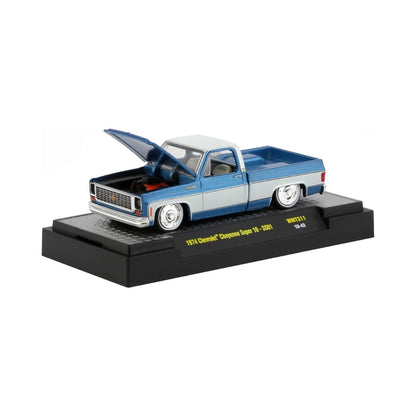 1974 Chevrolet Cheyenne Super 10 - SS01 Light Blue & White, Silver Chrome Details, Off White Interior