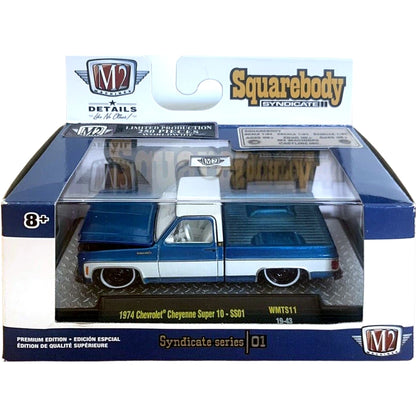 1974 Chevrolet Cheyenne Super 10 - SS01 Light Blue & White, Slate Blue Chrome Details, Black Rims, White Interior (Super Chase)