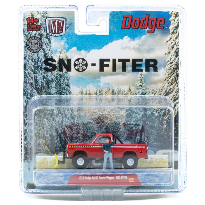 1974 Dodge W200 Power Wagon - SNO-FITER - Red (Auto-Figs Release 10, Walmart Exclusive, Includes Figure & Snow Plow)