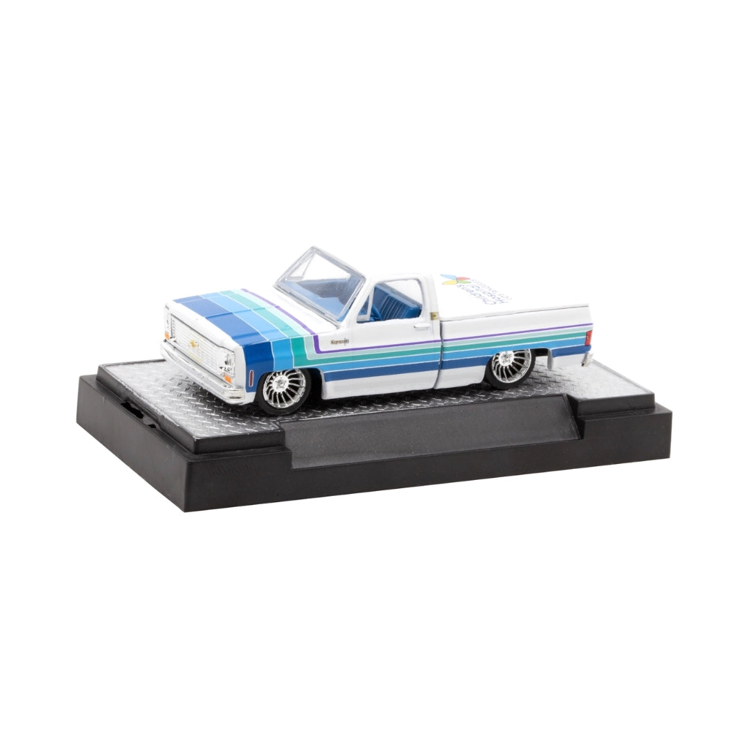 1975 Chevrolet Cheyenne Super 10 - Children's Hospital Los Angeles (White with Blue & Teal Stripes, Single Car Release, Promotional Exclusive)