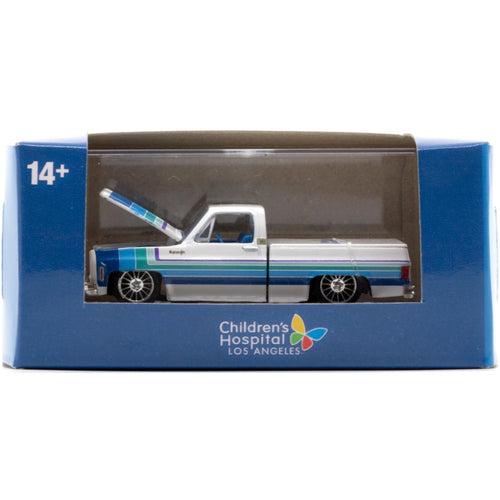 1975 Chevrolet Cheyenne Super 10 - Children's Hospital Los Angeles (White with Blue & Teal Stripes, Single Car Release, Promotional Exclusive)