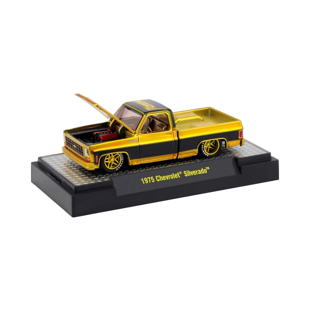 1975 Chevrolet Silverado - Gold with Black Side Stripe, Gold Chrome Details & Gold Rims (ToyCon Promotional)