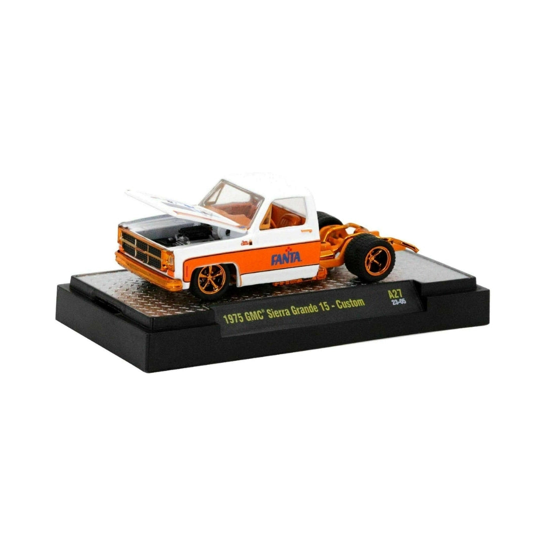 1975 GMC Sierra Grande 15 - Custom - White & Orange Fanta Livery, Silver Chrome Rims