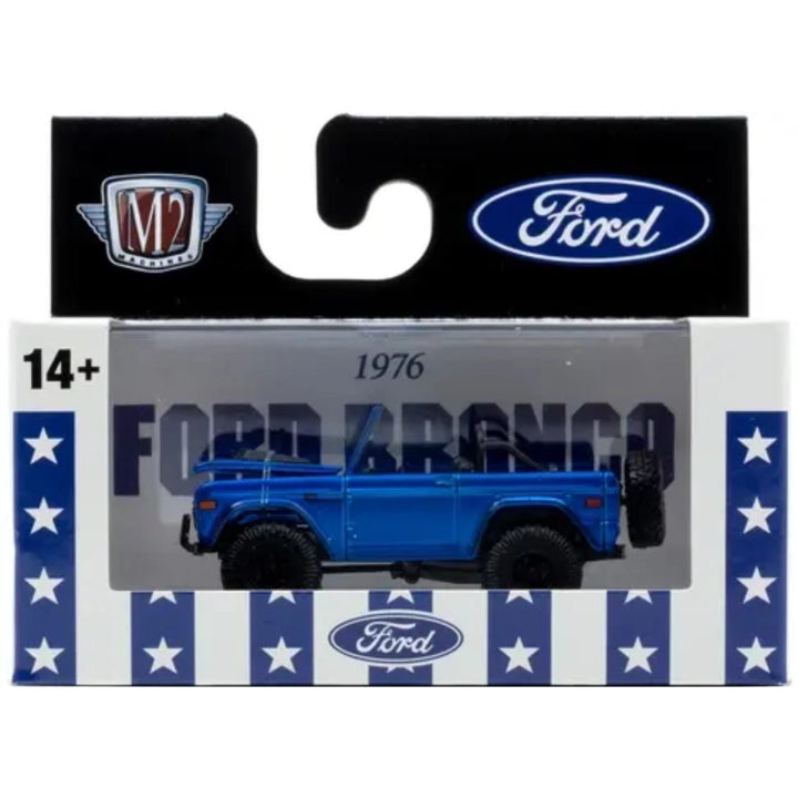 1976 Ford Bronco - Blue (Open top, off-road wheels)