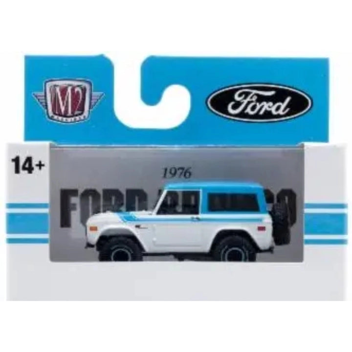 1976 Ford Bronco - White & Blue (Stripe livery, blue wheels)